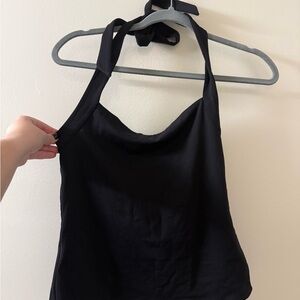 Aritzia Black Halter Crop Top